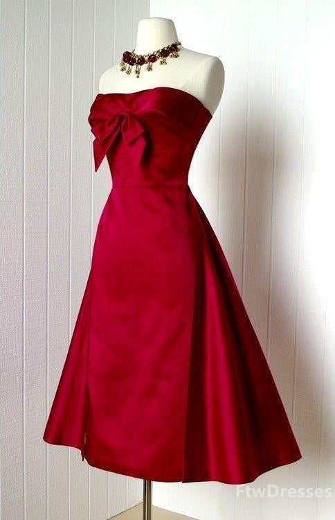 Party Dress Casual, red short prom dress strapless evening dress sexy formal dress