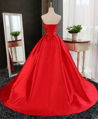 Evening Dresses Gown, Aline Burgundy Satin Long Prom Gown,  Evening Dress