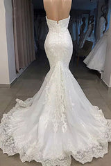 Wedsing Dress Princess, Amazing Long Mermaid Sweetheart Appliqued Lace Wedding Dress with Sleeves