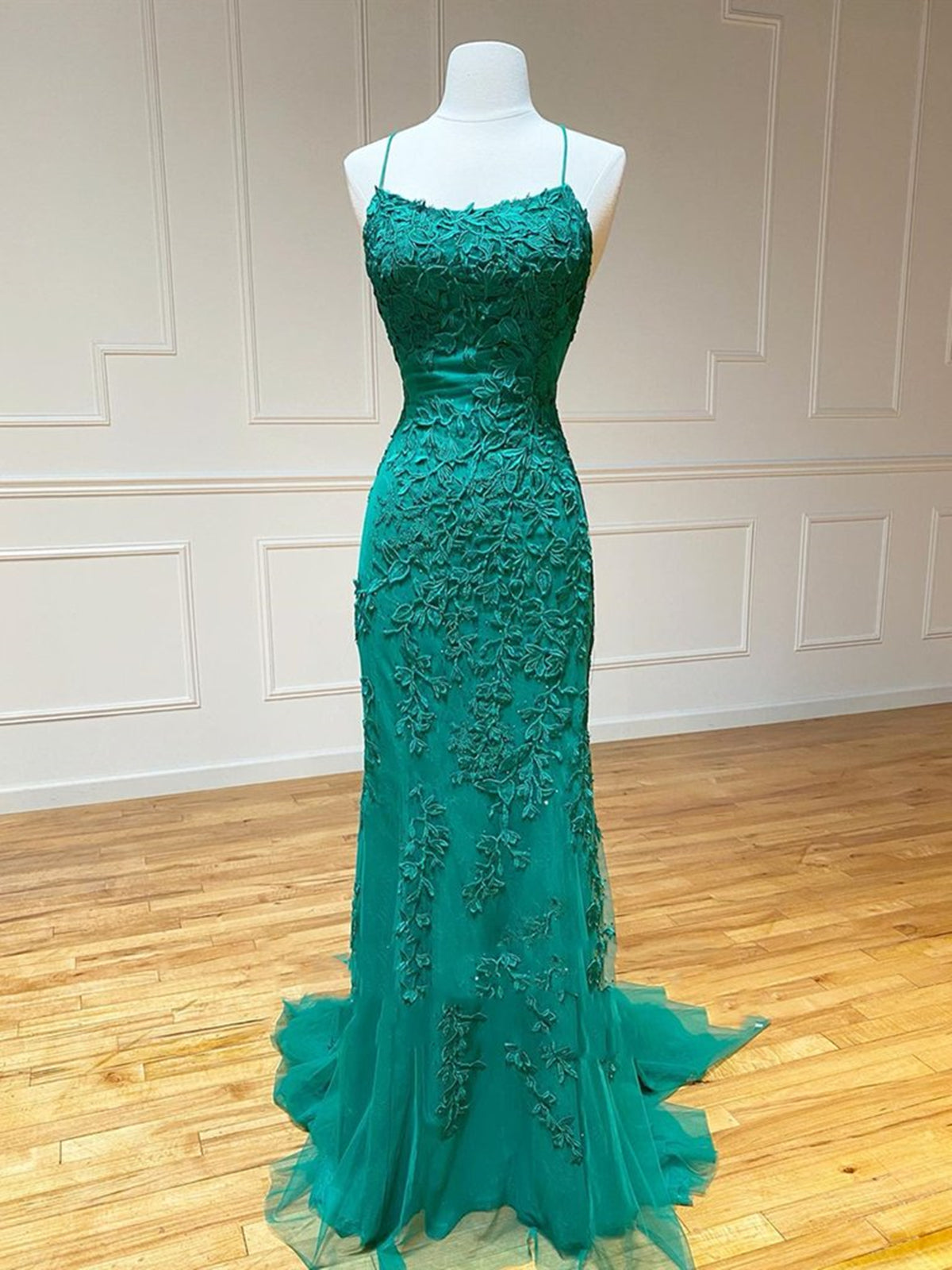 Formal Dress Gowns, Backless Green Lace Mermaid Prom Dresses, Open Back Mermaid Lace Formal Evening Dresses