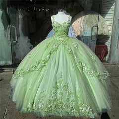 Boho Wedding Dress, Ball Gown Sweet 16 Dress Princess Quinceanera Dresses Lace Appliques Sweet 15 Party Prom Ball Gowns