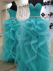 Bridesmaids Dresses Formal, Ball-Gown Sweetheart Cascading Ruffles Floor-Length Tulle Dress