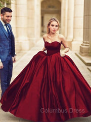 Prom Dress Inspiration, Ball Gown Sweetheart Sweep Train Satin Prom Dresses