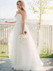 Wedding Dresses For Bridesmaid, Ball Gown Sweetheart Sweep Train Tulle Wedding Dresses