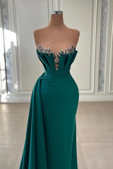 Bridesmaid Dresses Shops, Beautiful Dark Green Long Prom Dress Strapless Mermaid Evening Gowns