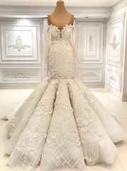 Wedding Dress With Color, Beautiful Ivory Mermaid Sweetheart Lace Bridal Gowns for Wedding