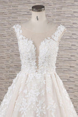 Wedding Dress Mermaide, Beautiful Long A-line Tulle Lace Appliques Backless Wedding Dress