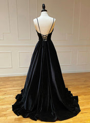 Bridesmaid Dresses Styles, Black A-Line Velvet Long Prom Dresses, Black Evening Dresses