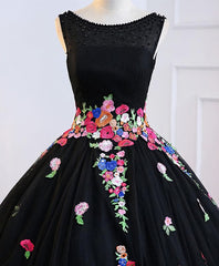 Homecoming Dresses Chiffon, Black Tulle Long Prom Gown Black Evening Dress
