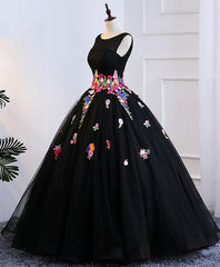 Homecoming Dress Chiffon, Black Tulle Long Prom Gown Black Evening Dress