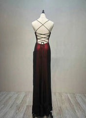 Party Dresses Formal, Black and Red Straps Long Simple Party Dress, Black and Red Prom Dress