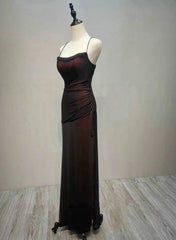 Party Dresses On Sale, Black and Red Straps Long Simple Party Dress, Black and Red Prom Dress