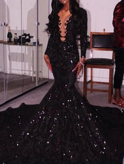 Strapless Dress, Black Deep V Neck Long Prom Dress , Mearmaid Prom Dress
