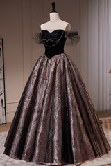 Bridesmaid Dresses Beach Wedding, Black Satin Tulle Long Prom Dress, A-Line Off Shoulder Evening Dress Formal Dress