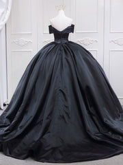 Homecoming Dress Beautiful, Black Sweetheart Neck Satin Long Prom Gown, Black Sweet 16 Dress