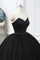 Party Dresses 2029, Black Tulle Sweetheart Ball Gown Sweet 16 Dress, Black Long Formal Dress