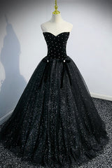 Homecome Dresses Short Prom, Black Velvet Tulle Long Ball Gown, Black A-Line Formal Evening Gown