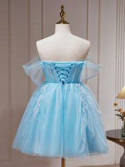 Homecoming Dress Blue, Blue A-Line Short Prom Dress, Cute Blue Homecoming Dresses