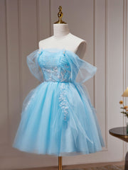 Homecomming Dresses Red, Blue A-Line Short Prom Dress, Cute Blue Homecoming Dresses