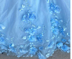 Party Dress Code Ideas, Blue flowers  tulle ball gown , chic prom dress