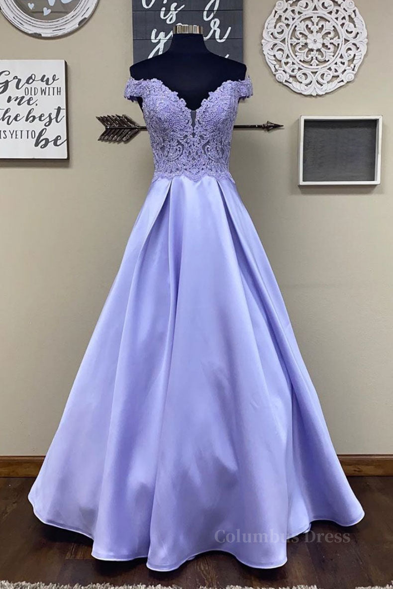 Prom Dress Inspo, Blue purple lace satin long prom dress blue purple formal dress