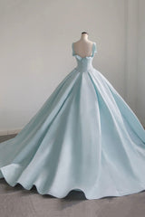 Prom Dresses Country, Blue Satin Long A-Line Formal Dress, Blue Prom Evening Dress