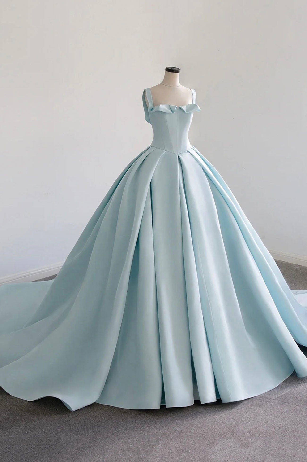 Prom Dresses Long Formal Evening Gown, Blue Satin Long A-Line Formal Dress, Blue Prom Evening Dress