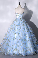 Bridesmaids Dresses For Beach Wedding, Blue Strapless Tulle Long Prom Dress, A-Line Evening Dress Party Dress