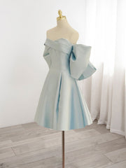 Dress Design, Blue Sweetheart Neck Satin Short Prom Dress, Blue Homecoming Dress