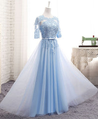 Prom Dress2029, Blue Tulle Lace Long Prom Dress Blue Tulle Bridesmaid Dress