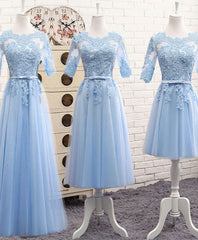 Prom Dressed 2029, Blue Tulle Lace Long Prom Dress Blue Tulle Bridesmaid Dress