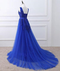 Party Fitness, Blue Tulle Long Prom Dress , Blue Formal Gown