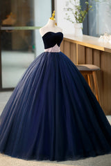 Bridesmaid Dresses Summer Wedding, Blue Velvet Tulle Long Prom Dresses, Blue Evening Party Dresses