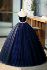Bridesmaid Dresses Winter, Blue Velvet Tulle Long Prom Dresses, Blue Evening Party Dresses