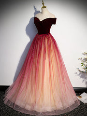 Bridesmaids Dresses Websites, Burgundy Aline Tulle Sequin Long Prom Dress, Velvet Burgundy Formal Party Dress