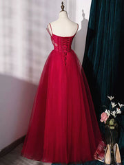 Elegant Wedding Dress, Burgundy Layered Tulle Long Prom Dresses, Wine Red Long Formal Evening Dresses