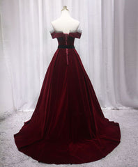 Prom Dress 2025, Burgundy Long Off Shoulder Prom Dress Long Evening Dress