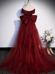 2035 Prom Dress, Burgundy Mermaid Long Prom Dress, Burgundy Formal Evening Dresses