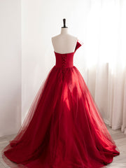 Black Bridesmaid Dress, Burgundy Satin Tulle Long Prom Dresses, Burgundy Formal Evening Dresses