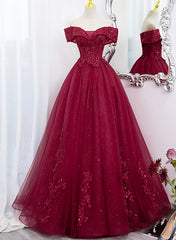 Evening Dress Boutique, Burgundy Sweetheart Flowers Sequins Lace Party Dress, Long Formal Dress Prom Dress