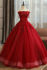 Homecoming Dress Fitted, Burgundy tulle lace long prom dress burgundy tulle formal dress