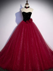 Bridesmaids Dresses For Beach Weddings, Burgundy  Tulle Long Prom Dress A line Burgundy Graduation Dresses