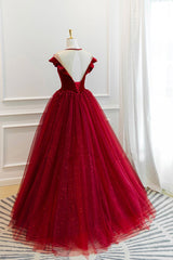 Bridesmaids Dresses Colors, Burgundy Velvet Long A-Line Prom Dress, Burgundy Formal Evening Dress