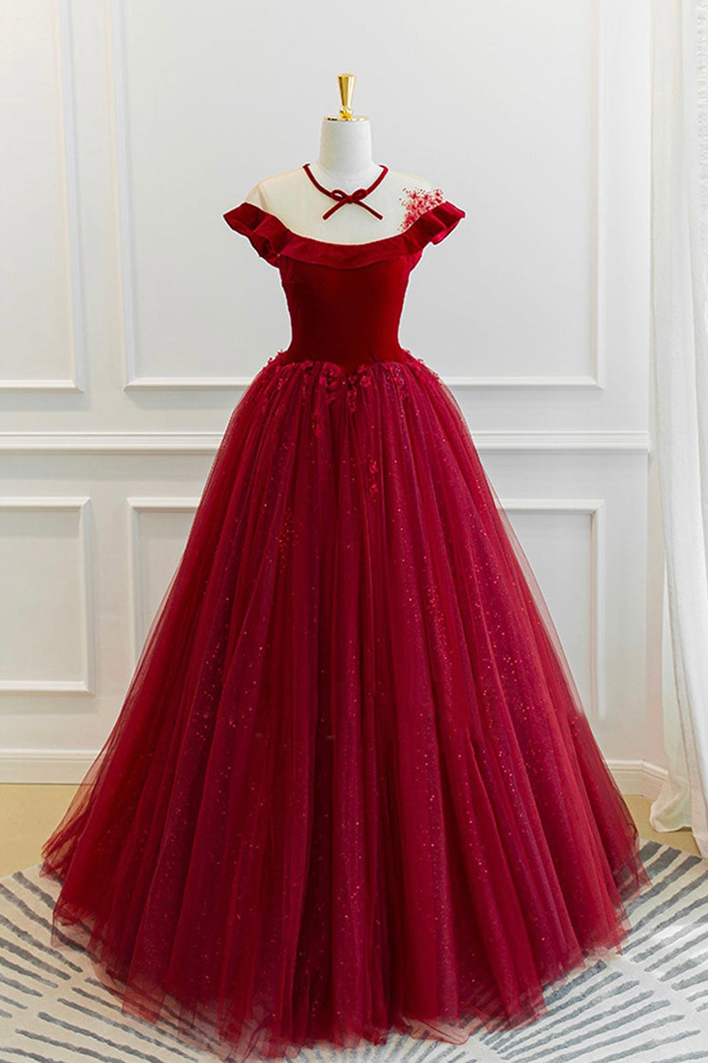 Bridesmaid Dress Trends, Burgundy Velvet Long A-Line Prom Dress, Burgundy Formal Evening Dress