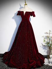 Formal Dresses 2034, Burgundy Velvet Long Prom Dress, Burgundy Long Formal Dress