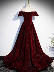 Formal Dresses Simple, Burgundy Velvet Long Prom Dress, Burgundy Long Formal Dress