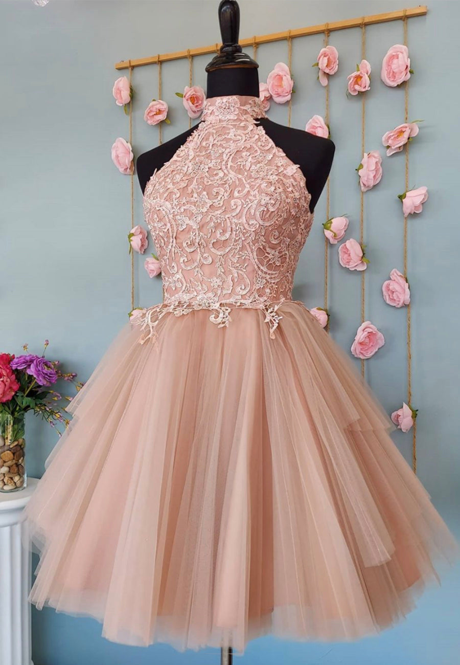 Homecoming Dresses Pretty, Cute Lace Short Prom Dresses, A-Line Evening Party Dresses