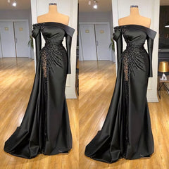 Evening Dresses V Neck, Modest Evening Dresses, Black Evening Dress, Prom Dress