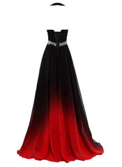 Homecome Dresses Short Prom, Beautiful Gradient Color Halter Beaded Party Dress, Red And Black Prom Dress