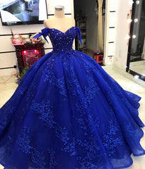Evening Dresses Prom Long, Long Blue Ball Gown Evening Dress, Prom Dress